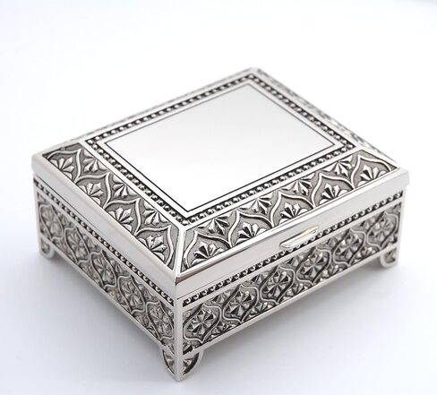 Personalized jewelry box with 3 lines text engraving - Engraved 4 Inch Antique jewelry box bridesmaid or flower girl gift in Saudi Arabia