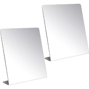 2 Pieces Self-Portrait Mirror Freestanding Self Portrait Mirror Single Sided Acrylic Desk Mirror 8.5 x 9 Inches for Tabletop Bedroom, Office, Bathroom, Dorm, Home