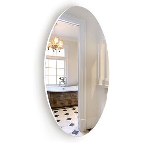Oval Wall Mounted Mirror Dressing Mirror Frameless,Bedroom or Bathroom Mirror,Horizontal or Vertical(25.1" x 14.8" x 0.79")