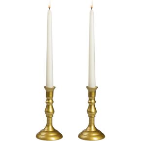 Royal Imports Gold Taper Candle Holder, Modern Metal Tapered Candlestick Holders, Centerpiece Decoration for Home or Wedding, 2 Pc Set, 6"