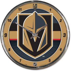 Wincraft NHL Vegas Golden Knights ClockChrome Round Wall Style Clock, Team Colors, One Size