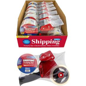BAZIC Heavy Duty Tape Dispenser Gun, 2 Rolls 2" x 54 Yards Super Clear Packing Tape, Shipping Packing Mailing Tape Gun for Box Sealing, 1-Pack