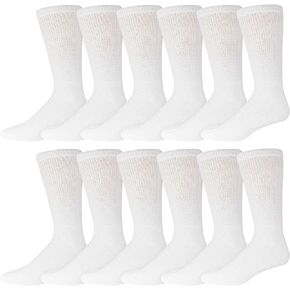 6 Pairs of Cotton Diabetic Non-Binding Neuropathy Crew Socks (Black, Fits Mens Shoe Size 8-10/Womens shoe size 9-11)