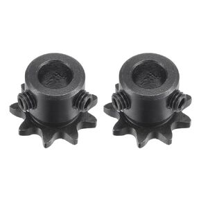 uxcell #25 Chain Roller Sprocket, 6mm Bore 1/4" Pitch 9 Tooth Single Strand Chain Sprocket, C45 Carbon Steel 25 Roller Chain Sprocket with Set Screws for ISO 04C Chain, 2Pcs