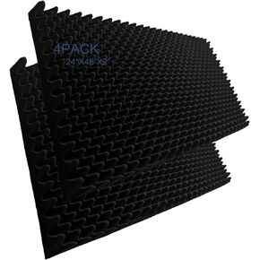 4 عبوات من ألواح الرغوة الصوتية، لوحة صوتية لغرفة الآلات الموسيقية KTV، لوحة إسفنجية سوداء على شكل بيضة كبيرة الحجم ممتصة للصوت، 48 بوصة × 24 بوصة × 2 بوصة in Kuwait