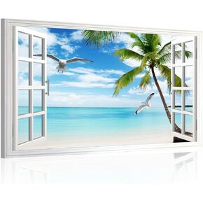 Fake Window View Aurora Borealis Wall Art: Northern Lights Wall Art Framed Art Acoustic Panels Soundproof Wall Panels Snowy Mountain Glacier Scenery Painting Nature Landscape Decor 24 x 36 Inch