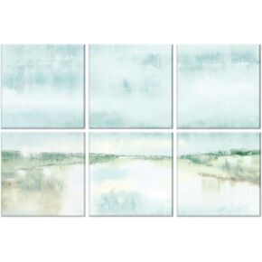 Art Acoustic Panels, 6 Pack Self-Adhesive Large Wall Art Paintings for Wall Decoration, Sound Absorbing Panels for Recording Studio, Living room, Bathroom, office, 47.2" x 23" (Geometric Plants)