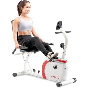 Marcy Recumbent Exercise Bike with Magnetic Resistance and Pulse Sensor NS-908R White 30.50 x 11.50 x 21.50 inches