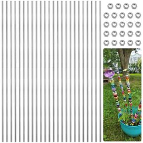 48-Pack M4 Threaded Rods and Studs, 304 Stainless Steel 24PCS Fully Threaded Rods and 24PCS Studs, 11.8-in Right-Hand Threaded Bars for Clamps, Hangers, and Beaded Garden Stakes