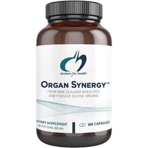 Designs for Health Organ Synergy - Bovine Organ Supplements - 100% GrassFed Beef Organs with Liver, Heart, Pancreas, Kidney + Spleen (180 Capsules / 30 Servings)