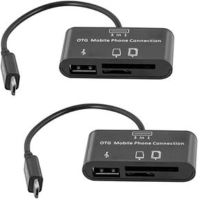 3 in 1 Micro USB OTG Host Adapter SD Card Reader Camera Card Reader Hub, OTG Mobile Phone Connection Host, USB 2.0 SD Card Adapter Kit for Android/Computer/Printer (1Pack)
