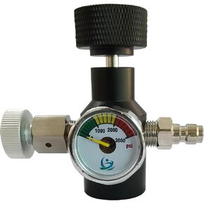 Soda Water CO2 Cylinder Fill Station Filling Adapter Quick Charge Refill Connector with 3000psi Gauge and Bleed Vent