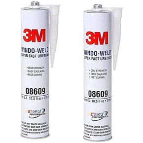 3M 08609 Window-Weld Super Fast Urethane Black Cartridge - 10.5 fl oz, 2 Pack