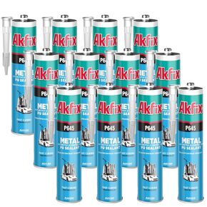 Akfix P645 Seam Sealer Automotive Gray (1x10.1 Oz.) - Urethane Autobody Seam Sealer Adhesive for Metal Joints, RV Roof Sealant, Sandable, Paintable, Fast Curing and Durable Bonding | Gray, 1 Pack