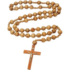 Wall Rosary XL Large 40" Giant Big Beads Rosario Natural Wood Chain Jesus Cross in Saudi Arabia