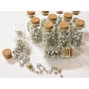 12 X Rosary Bottle Baptism Communion RECUERDOS DE BAUTIZO Lady GUADELUPE White/Silver