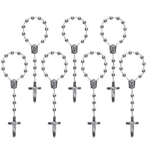 30 Pcs White Baptism Conducive to Seven-Color Accent Mini Rosary AB Acrylic Beads/Recuerditos De Bautismo/Christening Favors/Decenarios/Ten Years/Finger Rosary (Gold)