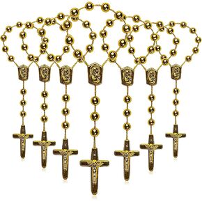 30 Pcs White Baptism Conducive to Seven-Color Accent Mini Rosary AB Acrylic Beads/Recuerditos De Bautismo/Christening Favors/Decenarios/Ten Years/Finger Rosary (Gold) in Kuwait
