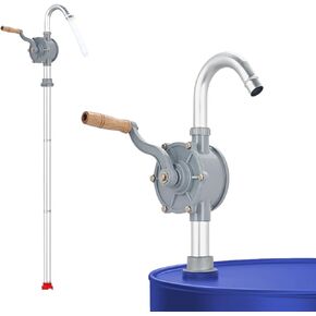 55 Gallon Drum Pump, Updated All-Aluminum Drum Rotary Barrel Pump, 6 GPM Hand Pump& Oil Transfer Pump with Aluminum Fixed Clip, Anti-Corrosion & Rust Proof Barrel Fuel Pumps, Fits 5 to 55 Gallon Drums