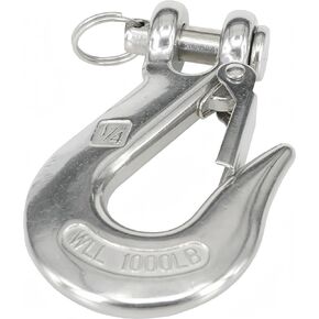 Heavy Duty Slip Hook Lifting Winch, 304 Stainless Steel Crane Grab Hook Load Safety Trailer Clevis Hook with Safety Latch 3/8 Inch 2000Lbsf