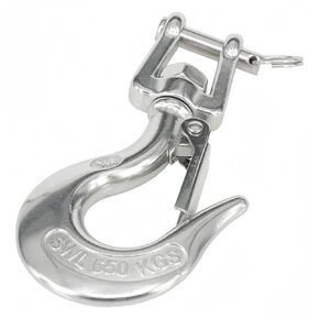 Heavy Duty Swivel Jaw Slip Hook Load Tow Lifting Clevis Chain Hook Winch Trailer Hook with Safety Latch Stainless 3/8 Inch 1000KGS