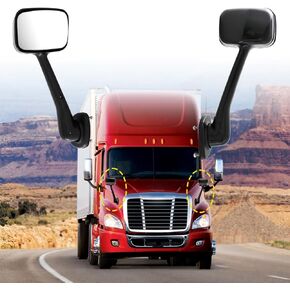 Hood Mirrors Assembly Compatible with 2008-2017 Freightliner Cascadia (Chrome (Silver), Left)
