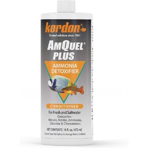 Kordon AmQuel Plus Aquarium Water Conditioner - Instantly Detoxifies Ammonia, Nitrite, Nitrate, and Chlorine Remover for Freshwater & Saltwater Aquariums, 16 Ounces