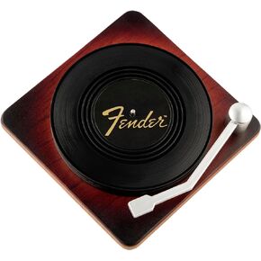 Fender Turntable Coaster Set, Includes 6 Album Shaped Coasters, Sunburst
