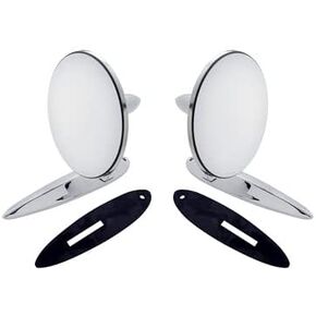 United Pacific 110745 Stainless Steel Exterior Mirror Bundle Set for 1955-57 Chevy Passenger Car, Hardware & Gasket Included – ONE Set (Pack of 2)