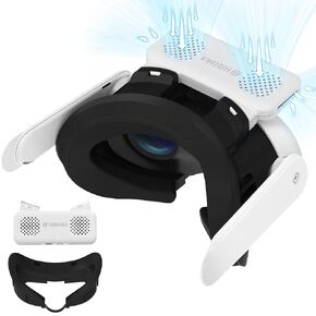 Face Cover Cooling Fan for Meta Quest 3 Accessories, Breathable Ice Silk Cotton Compatible with Oculus Quest 3 Fan Cooler Active Air Circulation Ventilation to Relieve Lens Fogging (2 Speeds)