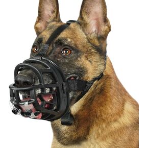Mayerzon Dog Muzzle for Biting Chewing Scavenging, Basket Muzzle for Large Medium Small Dogs German Shepherd Doberman Husky Beagle, Cage Mouth Guard with Stopper for Grooming Walking Training