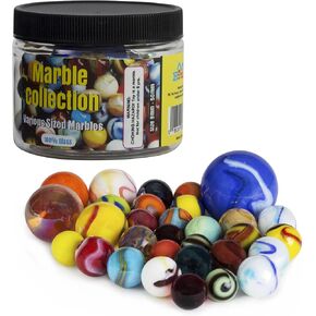 Glass Marbles with Portable Container (Assorted Sizes and Colors)