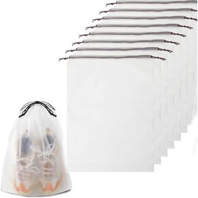 8 PCS Clear Shoe Bags for Travel, 15.7" x 11.8" Drawstring Travel Shoe Bags for Packing, Waterproof Dustproof Portable Travel Shoe Storage Bag