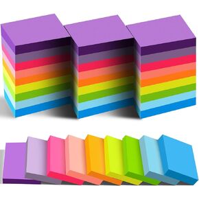 36 Pads Sticky Notes 1.5x2 in Post, 9 Bright Colors Mini Self-Stick Pads Bulk, 70 Sheets/Pad