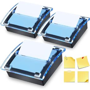 Epakh Pop up Notes Dispenser Black Base Clear Top Sticky Notes Holder Acrylic Small Sticky Holders Container for 3 x 3 Inch Office Home Store Accessories(2 Pieces)
