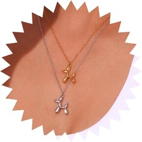 Boho Balloon Dog Pendent Necklace 3D Balloon Dog Choker Necklace Cute Puppy Necklace Chain Gold Balloon Dog Necklace Jewelry for Women and Girls