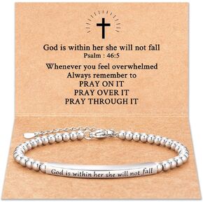 Religious Gift for Her God is Within Her She Will Not Fall Bible Verse Bracelet Gift for Her