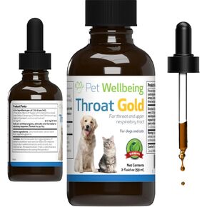 Pet Wellbeing Throat Gold for Cats - Vet-Formulated - Soothes Throat Discomfort and Occasional Cough, Supports Upper Respiratory Tract - Natural Herbal Supplement 2 oz (59 ml)