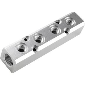 4 Way Pneumatic Manifold Air Distribution Block, Compressed Air Manifold Pneumatic Block, Air Coupler Fast Connector for Pneumatic Air Compressor