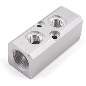 T Tulead Air Mainfold Pneumatic Compressor Mainfold Air Distribution Block Air Outlet Pipe 2 Ways