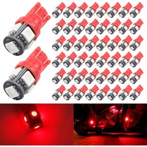 50-Pack 194 192 Blue LED Bulb 12V,120LM 6000k Car Interior and Exterior T10 5SMD 5050 Chips Replacement For W5W 168 2825 Map Dome Courtesy License Plate Side Marker Lights (50xH-T10-5050-5-B)
