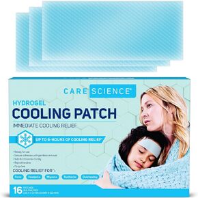 Care Science Hydrogel Cooling Patch 16ct | Cooling Patches for Headache and Fever Relief, Ready-to-use, Drug Free