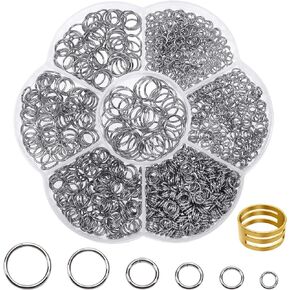 TOAOB 1000pcs Jump Rings for Jewelry Making Stainless Steel Open Jump Rings Connectors for DIY Crafts Necklaces Bracelets Keychains 4mm 5mm 6mm 7mm 8mm 10mm