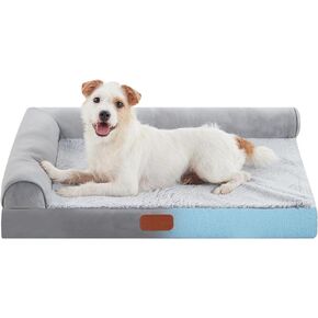 Orthopedic Memory Foam Dog Beds for Small Dogs Cats Waterproof Dog Mattress with Removable Washable Cover, L-Shaped Bolster Kennel Pad for Dogs Up to 20lbs Nonskid Bottom(S,20"x16"x4")