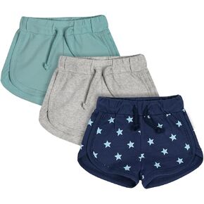 Teach Leanbh Toddler Baby Boys Girls 3 Pack Athletic Shorts Cotton Soild Color Printing with Drawstring
