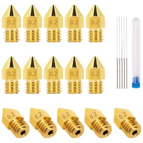 LUTER 15PCS 0.6mm 3D Printer Nozzles Extruder Nozzles for MK8 + 5 PCS 0.5mm Stainless Steel Nozzle Cleaning Needles for Makerbot Creality CR-10