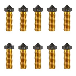 10Pcs V6 Volcano PTFE Nozzles 0.4/0.6/0.8/1.0mm M6 Thread Hotend Extruder PTFE Coating Volcano Nozzle for Artillery Genius, Sidewinder X1, X2, for Anycubic Vyper, Kobra Plus, Kobra Max in Kuwait