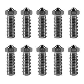 10Pcs Hardened Steel Volcano Nozzle 0.2mm 0.4mm 0.6mm 0.8mm 3D Printer Volcano Nozzle M6 V6 Hotend Printed Head for J-Head Hotend Extruder Parts for 1.75mm filaments