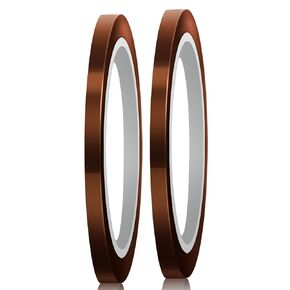 LUTER 2 Pcs Kapton High Temperature Sublimation Tape Heat Resistant Thermal Tape for Printing Sublimation Heat Transfer Insulation Wave Soldering (5 mm x 33 m, Fawn)