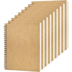 Blank Spiral Notebook, 9-Pack, Soft Cover, Sketch book, 100 Pages / 50 Sheets, 7.5 inch x 5.1 inch (Brown)